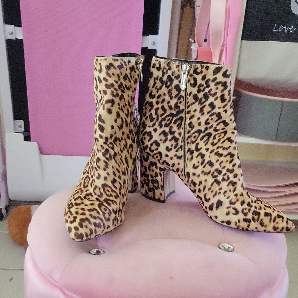 Sam Edelman Cow Hide Leopard Print Ankle Booties